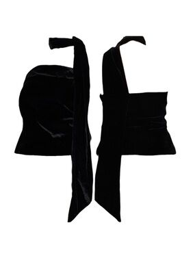 Zara Black Velvet Halter Top